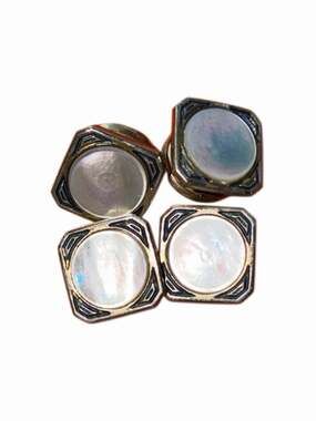 Kum-a-Part Opalescent MOP Vintage Cufflinks B&W Co. Men's Accessories